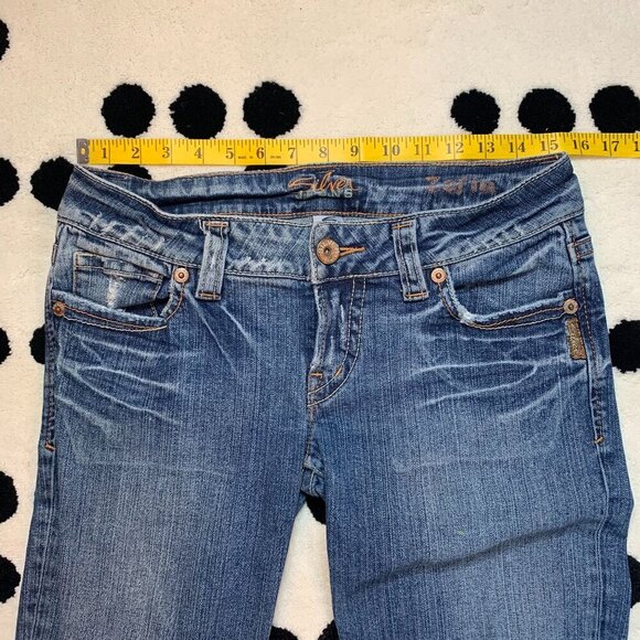 Vintage Y2K Silver Jeans Zofia Low Rise Straight Leg Distressed Jeans - Picture 9 of 14